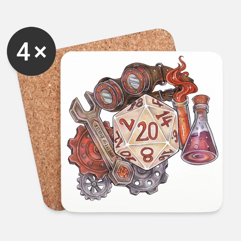 Rollenspiel Tabletop D20 Würfel Geschenk Artificer - Untersetzer (4er-Set) - Weiß