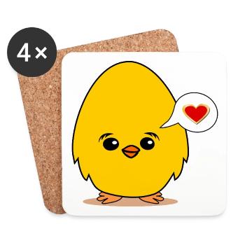 Declaration of Love Valentine's Day Chick - Coasters (set of 4) - white - Front