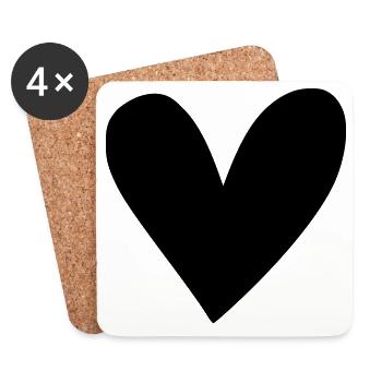 Heart Motif - Coasters (set of 4) - white - Front