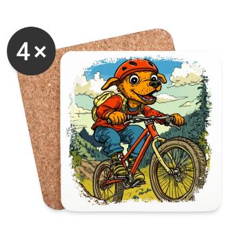 Chien Vélo / Chien VTT - Dessous de verre (lot de 4) - blanc - Devant