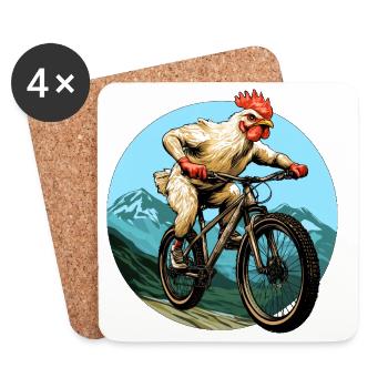 Vélo de poulet - Dessous de verre (lot de 4) - blanc - Devant