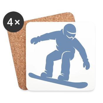 Minimalistische Snowboard Silhouette Wintersport  - Untersetzer (4er-Set) - Weiß - Vorne