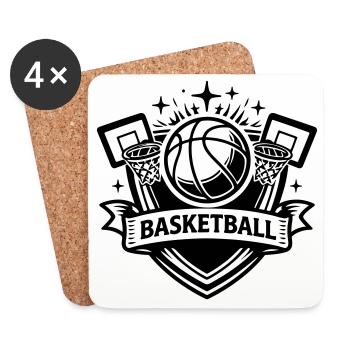 Blason du basket-ball - Dessous de verre (lot de 4) - blanc - Devant