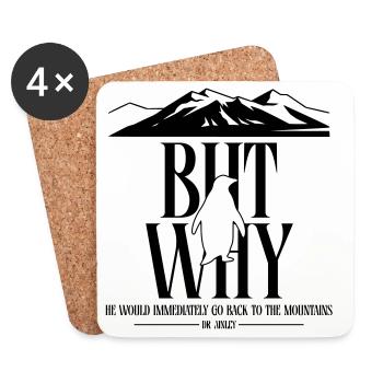 But Why Penguin Meme Minimalist Art - Coasters (set of 4) - white - Front