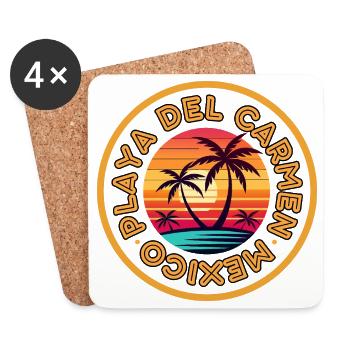 Sunset Palm Circle: Playa del Carmen Mexiko - Untersetzer (4er-Set) - Weiß - Vorne