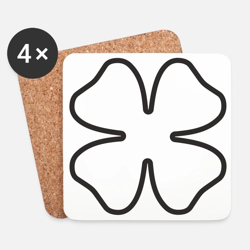 Kleeblatt Glücksbringer – Minimalistisches Design - Untersetzer (4er-Set) - Weiß