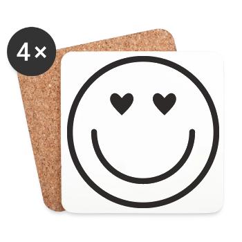 Smiley lachen lächle smile - Untersetzer (4er-Set) - Weiß - Vorne
