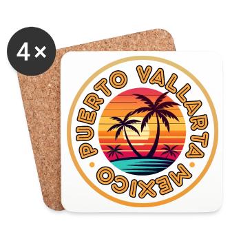 Puerto Vallarta Sunset Logo - Coasters (set of 4) - white - Front