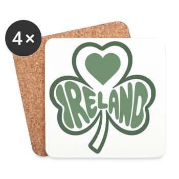 Irlande, Irlande Trèfle au cœur - Dessous de verre (lot de 4) - blanc - Devant