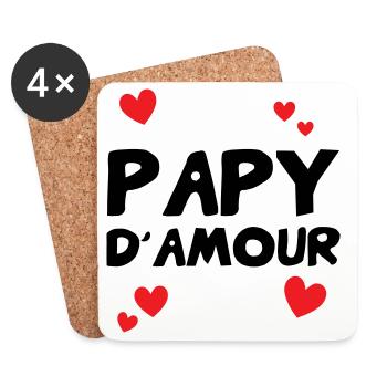 Papy d’amour – famille tendresse humour cadeau  - Dessous de verre (lot de 4) - blanc - Devant