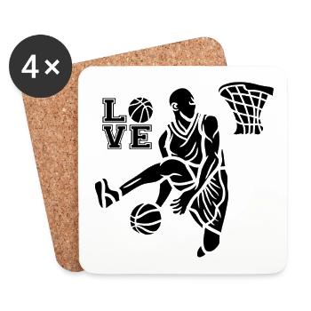 Ich liebe Basketball - Untersetzer (4er-Set) - Weiß - Vorne