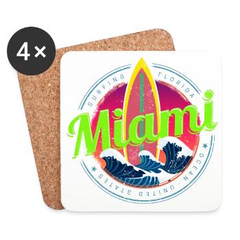 Miami Florida Surf Design Vintage Souvenir - Untersetzer (4er-Set) - Weiß - Vorne