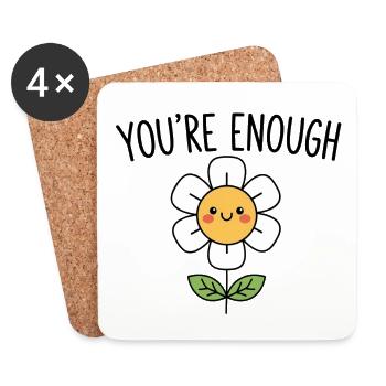 Vous êtes assez – Affirmation positive - Dessous de verre (lot de 4) - blanc - Devant