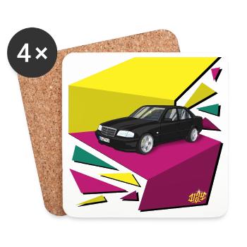 Black Cart Neon Geometry - Coasters (set of 4) - white - Front