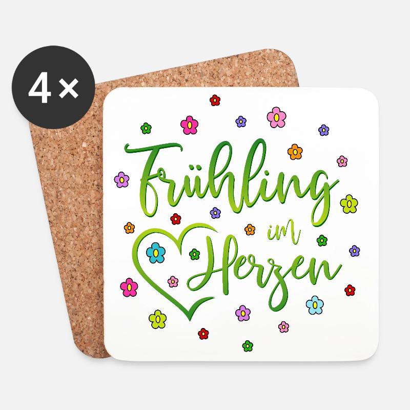 Frühling im Herzen - Untersetzer (4er-Set) - Weiß