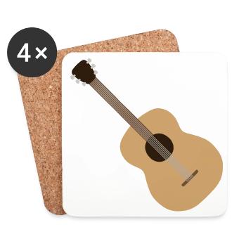 Acoustic Guitar Silhouette - Coasters (set of 4) - white - Front