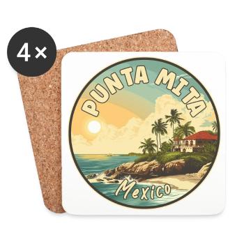Explorez Punta Mita au Mexique - Paradis tropical - Dessous de verre (lot de 4) - blanc - Devant