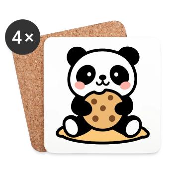 Kawaii Panda Foodie - cute design - Coasters (set of 4) - white - Front