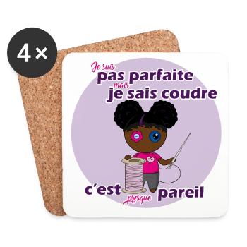 I'm not perfect but I know how to sew - Coasters (set of 4) - white - Front
