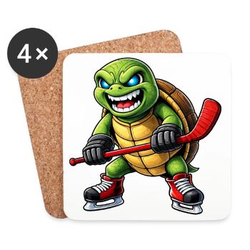 Aggressive Schildkröte Eishockey Spieler Horror - Coasters (set of 4) - white - Front