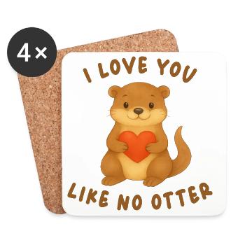 Love You Like No Otter – Sweet Otter with Heart - Coasters (set of 4) - white - Front