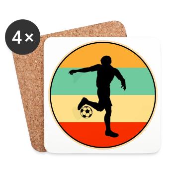 Retro Footballer Silhouette Vintage Football - Coasters (set of 4) - white - Front