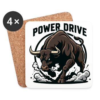 Power Drive Taureau Charge Puissance - Dessous de verre (lot de 4) - blanc - Devant