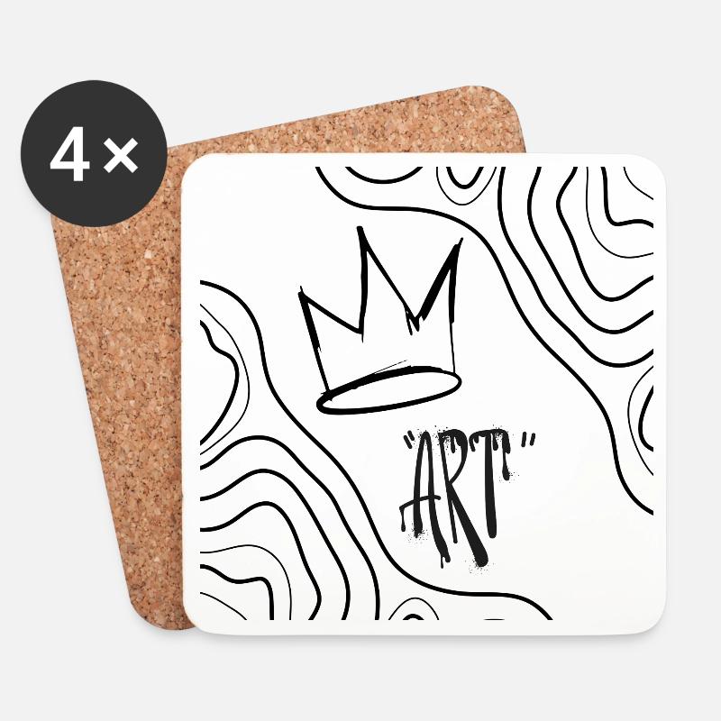Abstract Art Wreath - Coasters (set of 4) - white