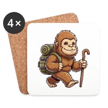 Niedliches Wandern Bigfoot Sasquatch Trekking Kunst - Untersetzer (4er-Set) - Weiß - Vorne