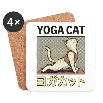 Yoga Cat - Untersetzer (4er-Set) - Weiß - Vorne