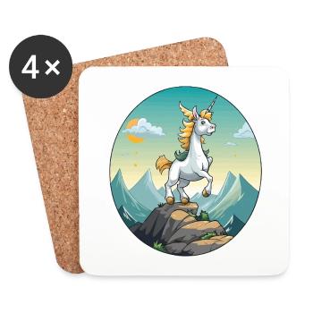 Unicorn on mountain top - Coasters (set of 4) - white - Front