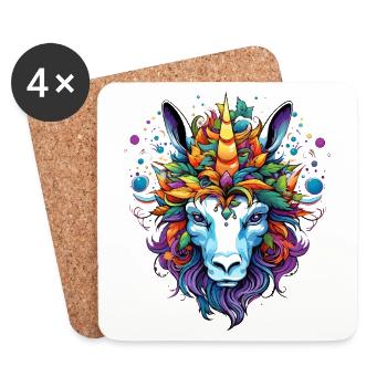 Kaleidoscopic unicorn portrait - Coasters (set of 4) - white - Front