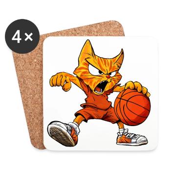 Basket-Cats - Cool Cat - Dessous de verre (lot de 4) - blanc - Devant