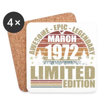 Millésime Mars 1972 Anniversaire - mars 1972 - Dessous de verre (lot de 4) - blanc - Devant
