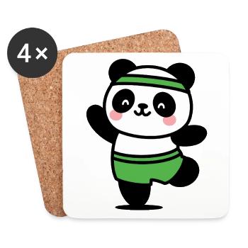 Panda sportif kawaii - fun et mignon - Dessous de verre (lot de 4) - blanc - Devant