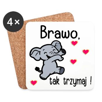 Bravo, continue comme ça - Dessous de verre (lot de 4) - blanc - Devant