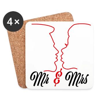 Mr. and Mrs - Just Married - Coasters (set of 4) - white - Front