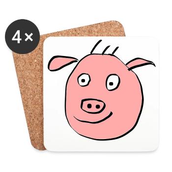 Cute pig face - Coasters (set of 4) - white - Front
