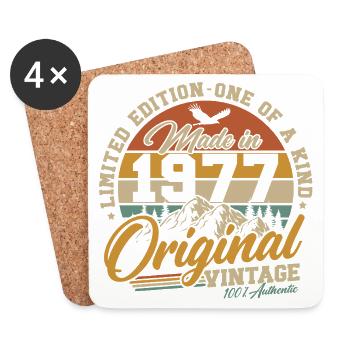 1977 Vintage Birthday Gift - Coasters (set of 4) - white - Front