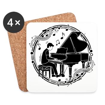 Pianiste Pianiste Piano Piano Motif - Dessous de verre (lot de 4) - blanc - Devant