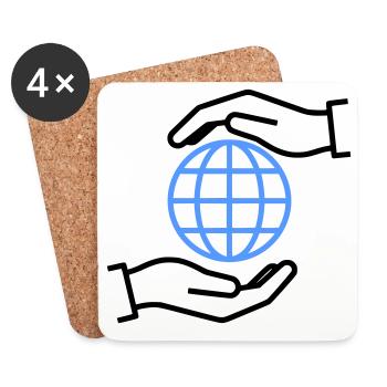 Globe Hands Outline Global - Coasters (set of 4) - white - Front