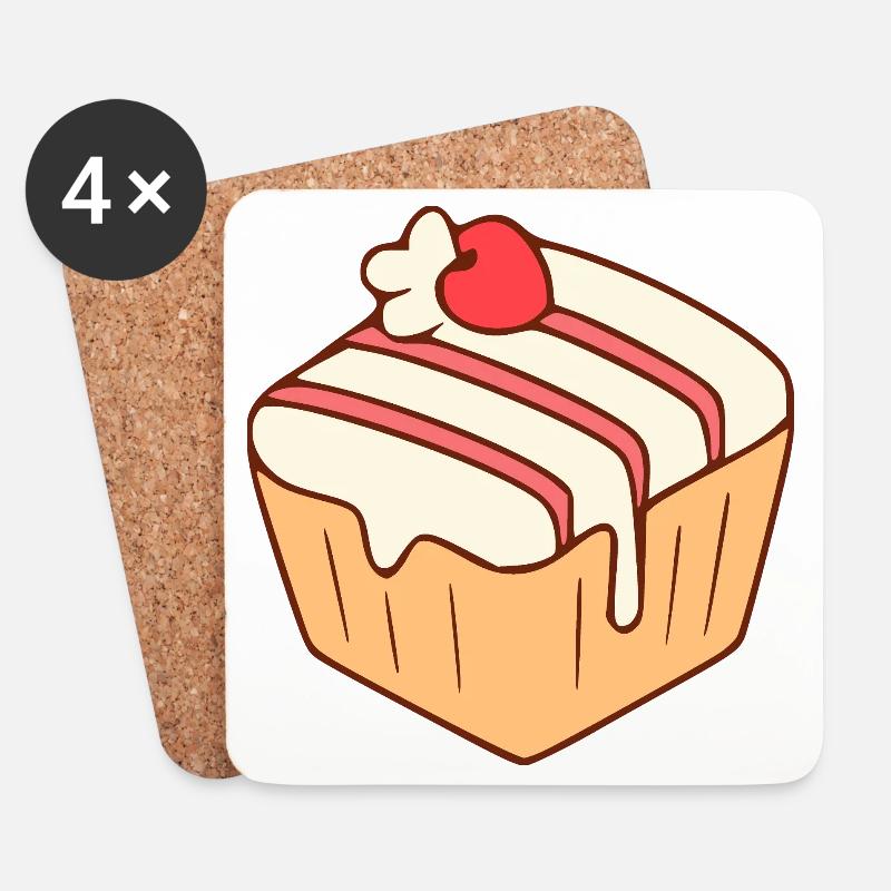 Cupcake backen, Bäckerei, Konditorei - Untersetzer (4er-Set) - Weiß