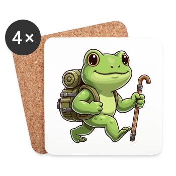 Art de randonnée mignon de grenouille amphibien - Dessous de verre (lot de 4) - blanc - Devant