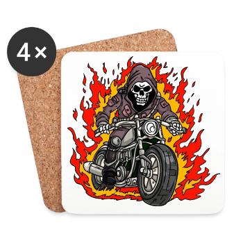 Flammes de moto squelette - Dessous de verre (lot de 4) - blanc - Devant