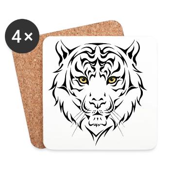 Tigre - Dessous de verre (lot de 4) - blanc - Devant