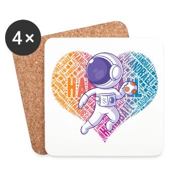 Cœur d’astronaute de handball - Dessous de verre (lot de 4) - blanc - Devant