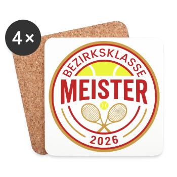 Champion de tennis 2026, Coupe de champion de la classe de district - Dessous de verre (lot de 4) - blanc - Devant