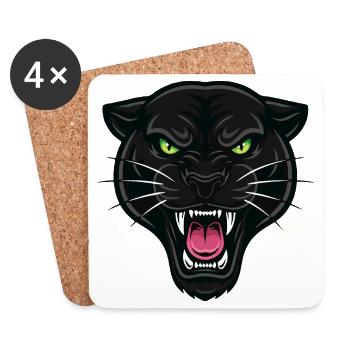 Schwarzer Panther Grüne Augen Stärke - Untersetzer (4er-Set) - Weiß - Vorne