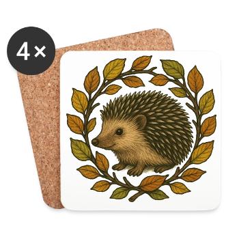 Autumn Hedgehog Wreath - Coasters (set of 4) - white - Front