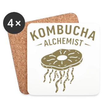 Minimalistische Kombucha Alchemist Gärung - Untersetzer (4er-Set) - Weiß - Vorne